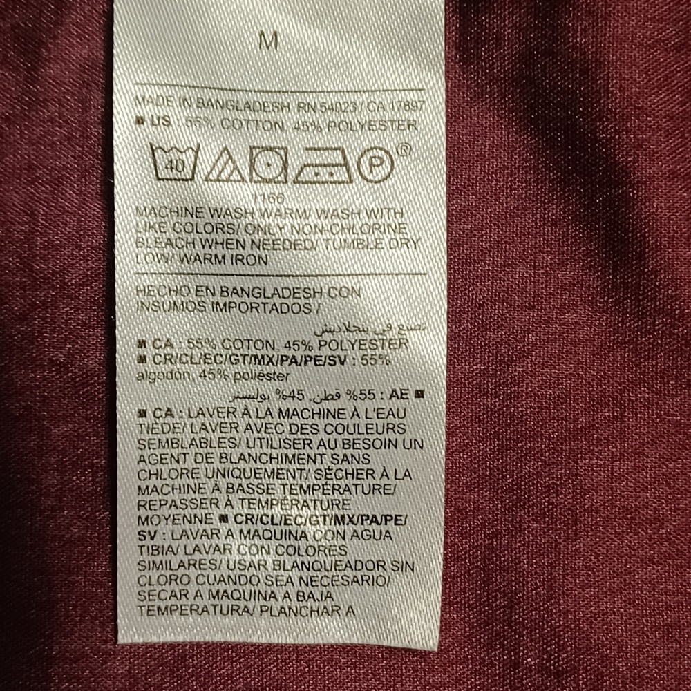 Old Navy Everyday Shirt Mens M Burgundy Raisin Arizona Regular Fit Button Down - Picture 10 of 13